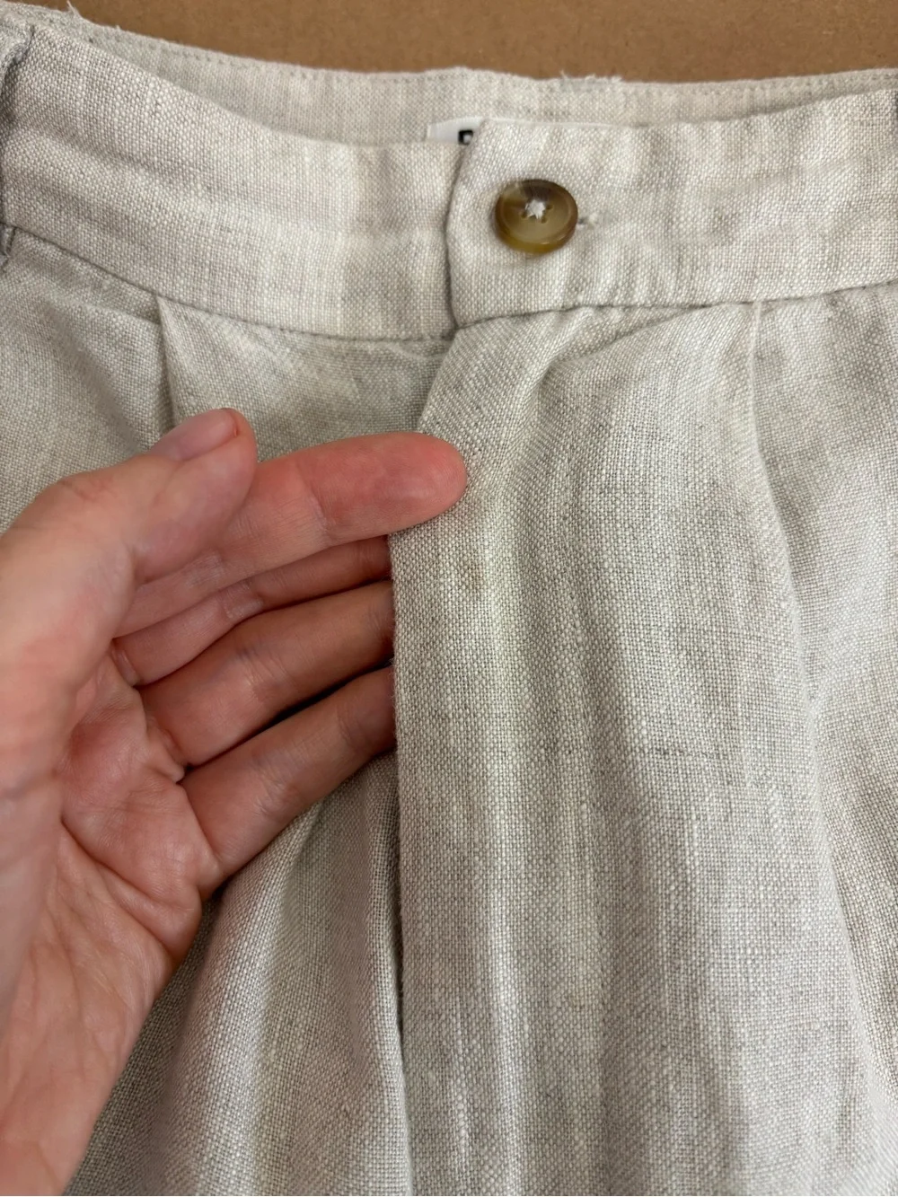 Reformation Mason Linen Pant in Oatmeal Size 0
